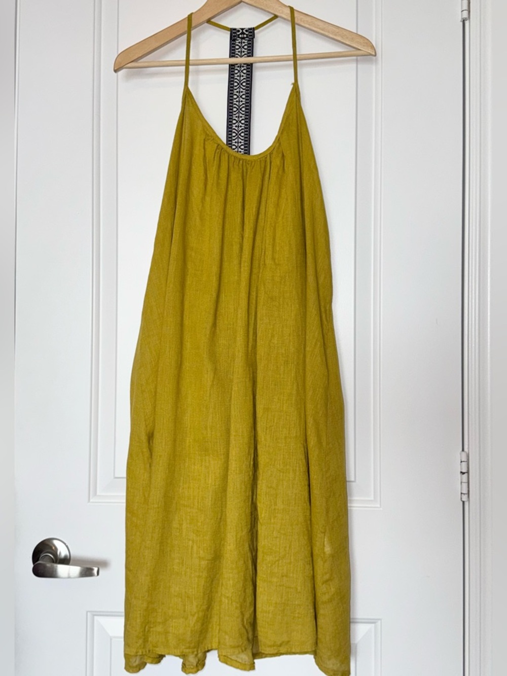 Dixie Mini 100% Linen dress in chartreuse, size small